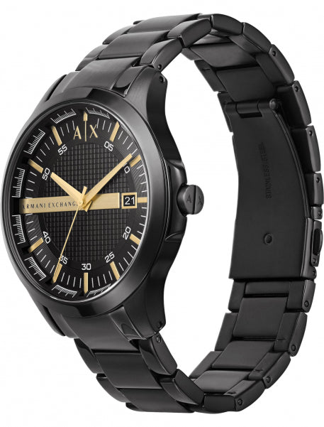 Armani Exchange Hampton Chronograph Black Dial Black Steel Strap Watch For Men - AX2413