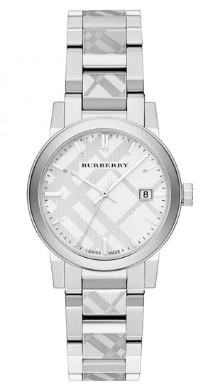 Burberry The City White Dial Silver Steel Strap Watch for Women - BU9144