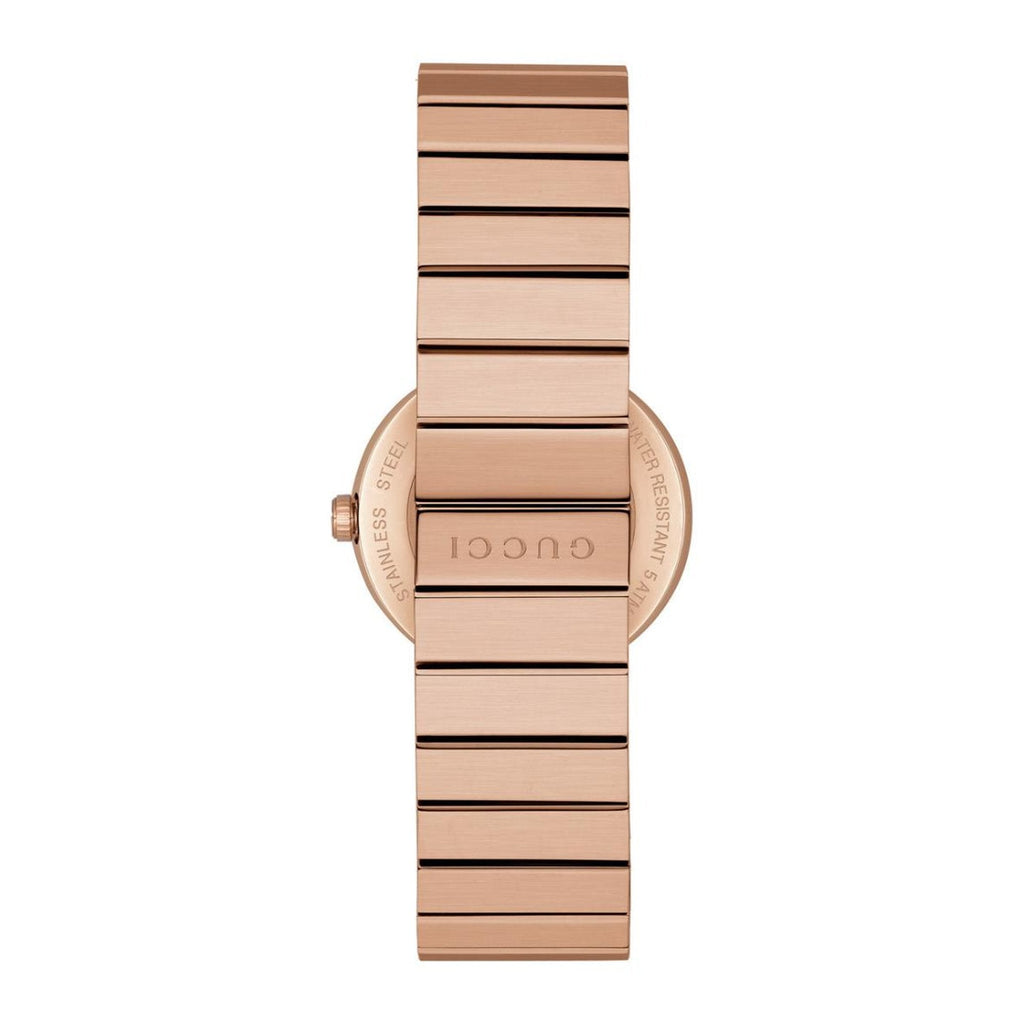 Gucci G Interlocking Mother of Pearl Dial Rose Gold Steel Strap Watch For Women - YA133515