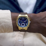 Guess Headline Chronograph Blue Dial Brown Silicone Strap Watch For Men - GW0571G5