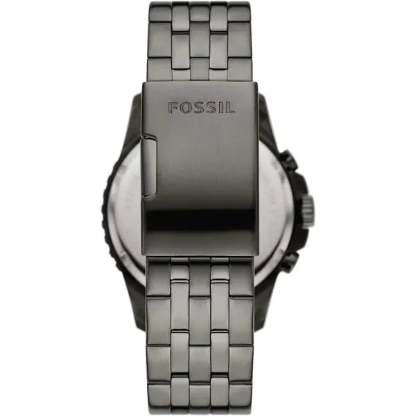 Fossil FB-01 Chronograph Black Dial Grey Steel Strap Watch for Men - FS5835