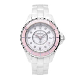 Chanel J12 Quartz Diamonds Ceramic White Dial White Steel Strap Watch for Women - J12 H4466