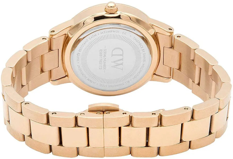 Daniel Wellington Iconic Link Emerald Green Dial Rose Gold Steel Strap Watch For Women - DW00100419