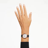 Swarovski Crystalline Wonder Silver Dial Black Leather Strap Watch for Women - 5653359