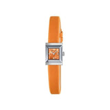 Gucci G-Frame Square Mother of Pearl Orange Dial Orange Leather Strap Watch For Women - YA128532