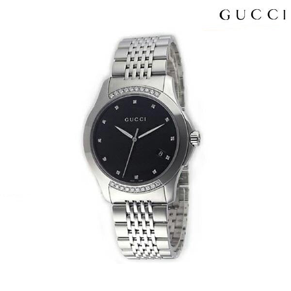 Gucci G Timeless Diamonds Black Dial Silver Steel Strap Watch For Women - YA126408