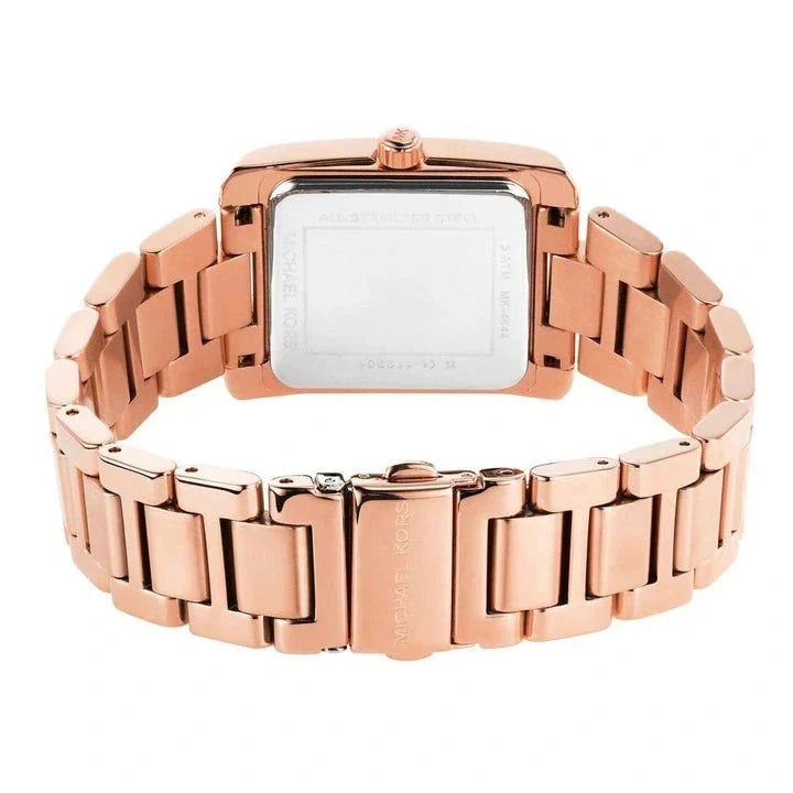 Michael Kors Emery Three-Hand Crystals Silver Dial Rose Gold Steel Strap Watch for Women - MK4644