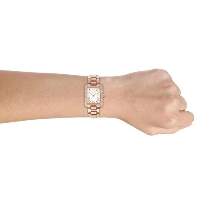 Michael Kors Emery Three-Hand Crystals Silver Dial Rose Gold Steel Strap Watch for Women - MK4644