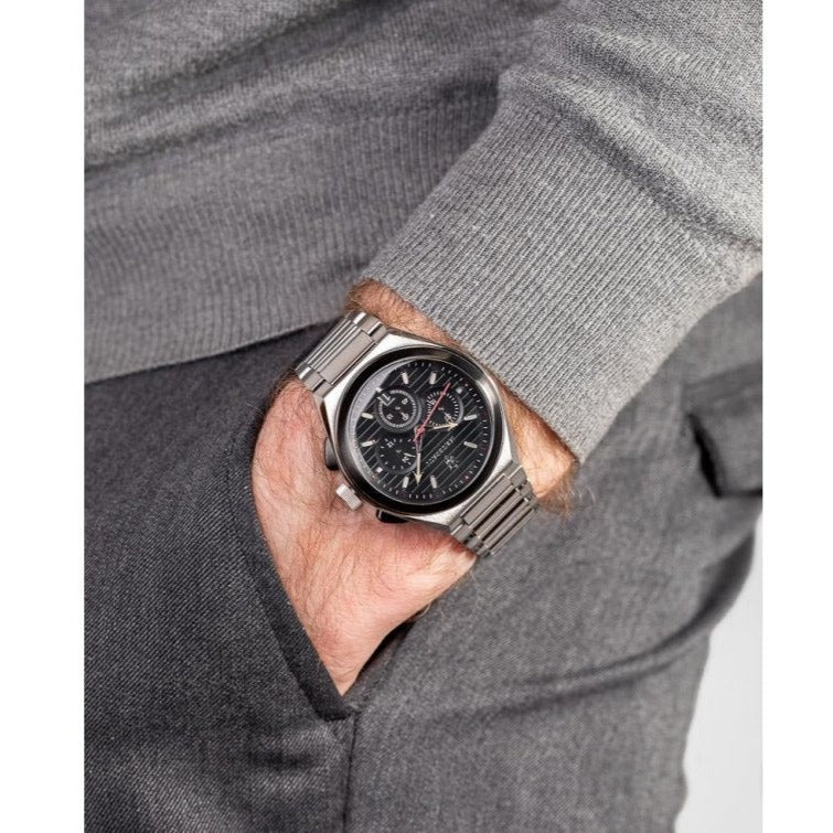 Maserati Triconic Chronograph Black Dial Silver Steel Strap Watch For Men - R8873639002
