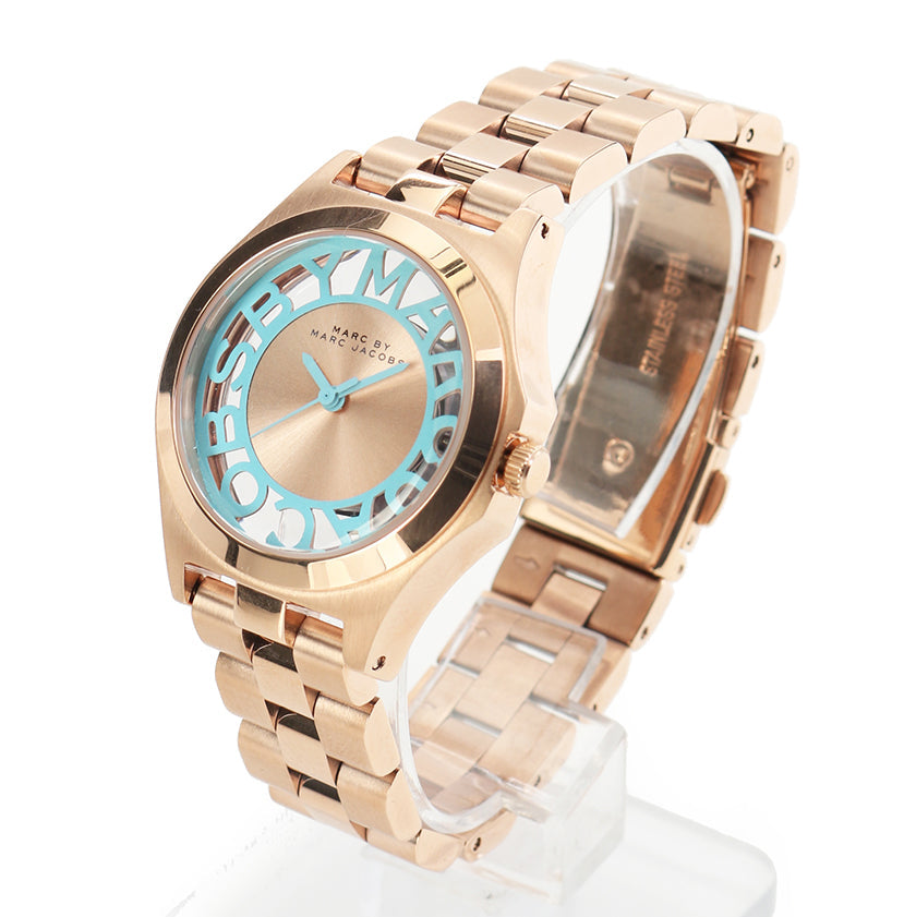 Marc Jacobs Henry Rose Gold Dial Rose Gold Steel Strap Watch for Women - MBM3296