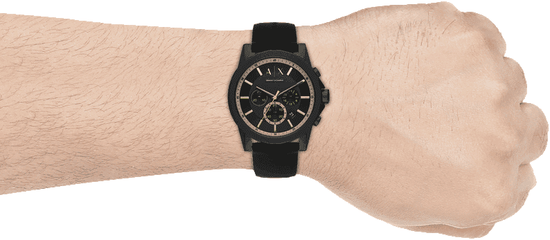 Armani Exchange Outerbanks Chronograph Black Dial Black Silicone Strap Watch For Men - AX1343