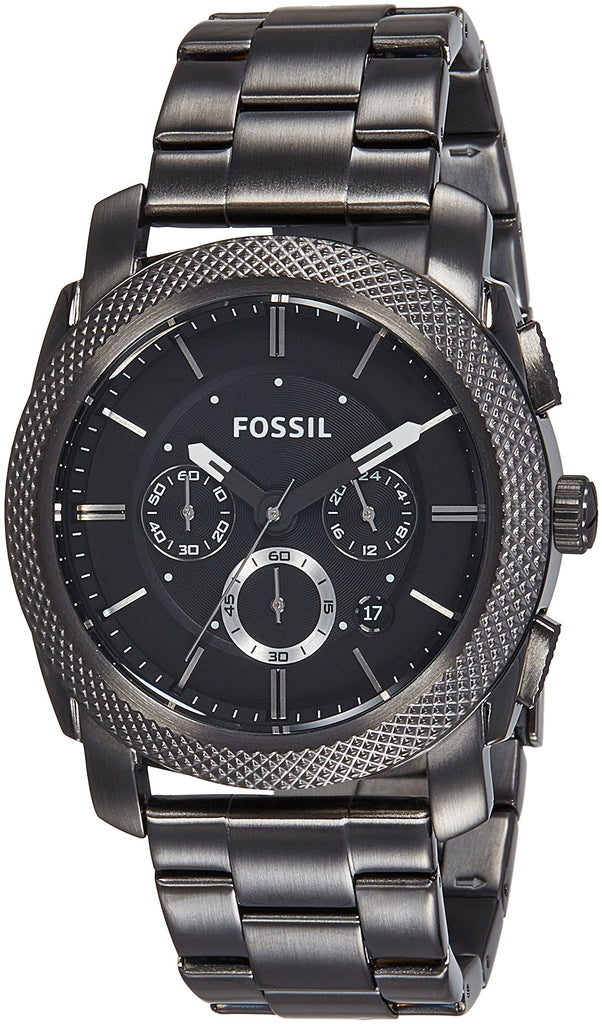 Fossil Machine Chronograph Black Dial Grey Steel Strap Watch for Men - FS4662