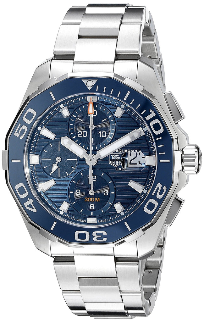 Tag Heuer Aquaracer Calibre 16 43mm Blue Dial Silver Steel Strap Watch for Men - CAY211B.BA0927