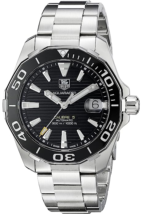 Tag Heuer Aquaracer Black Dial Silver Steel Strap Strap Watch for Men - WAY201A.BA0927