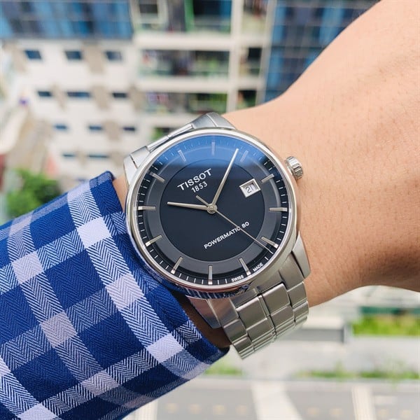 Tissot Luxury Powermatic 80 Black Dial Silver Steel Strap Watch For Men - T086.407.11.051.00