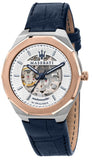 Maserati Stile Automatic Limited Edition White Dial Blue Leather Strap Watch For Men - R8821142001