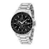 Maserati SFIDA Chronograph Black Dial Silver Steel Strap Watch For Men - R8873640015