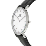 Daniel Wellington Classic Sheffield White Dial Black Leather Strap Watch For Women - DW00100053