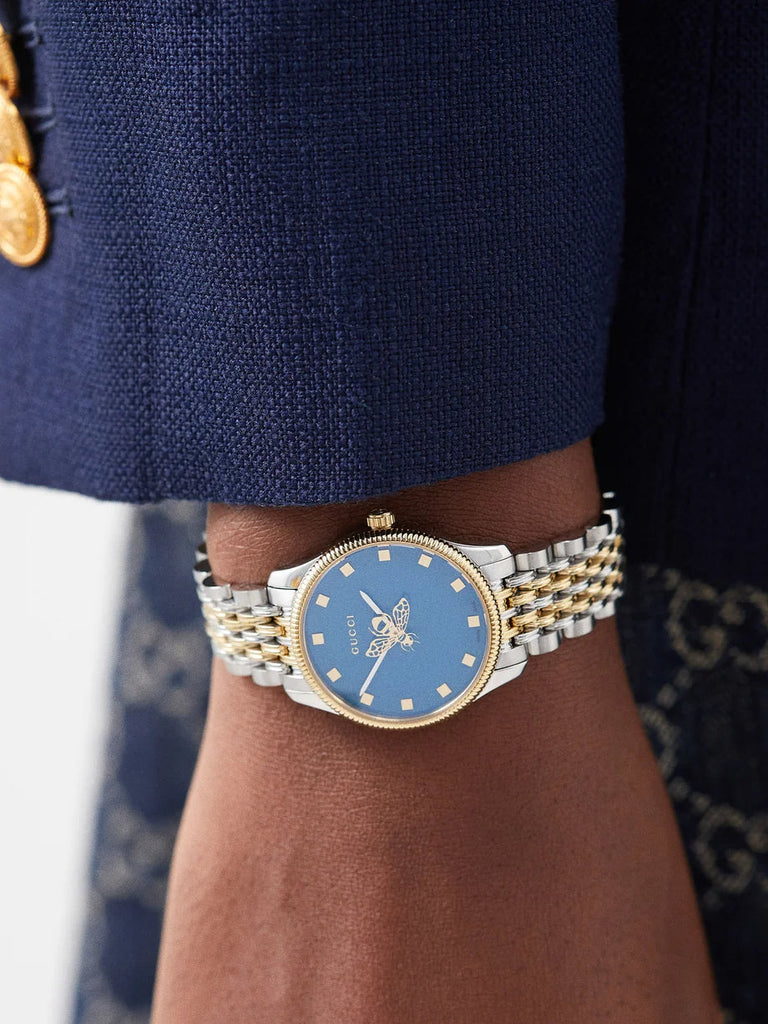 Gucci G Timeless Quartz Blue Dial Two Tone Steel Strap Watch For Women - YA1265029