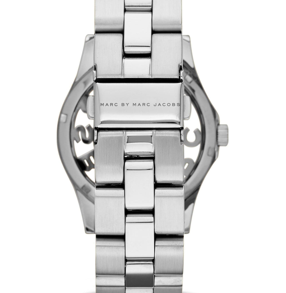 Marc Jacobs Henry Skeleton Silver Dial Silver Steel Strap Watch for Women - MBM3262