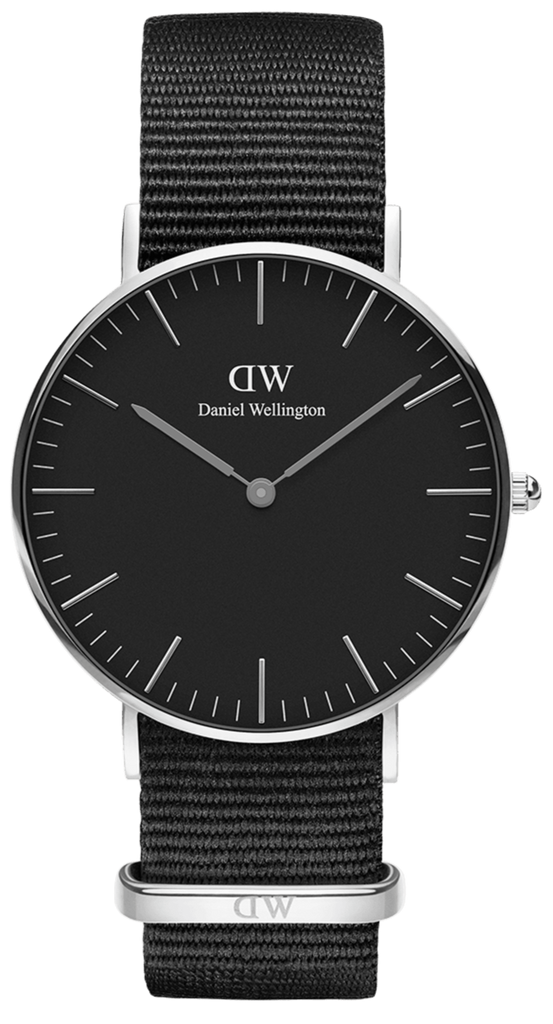 Daniel Wellington Classic Cornwall Black Dial Black Nylon Strap Watch For Women - DW00100149
