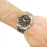 Guess Commander Chronograph Blue Dial Two Tone Steel Strap Watch for Men - GW0056G5