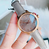 Burberry The Classic Quartz Grey Dial Grey Leather Strap Watch For Women - BU10119