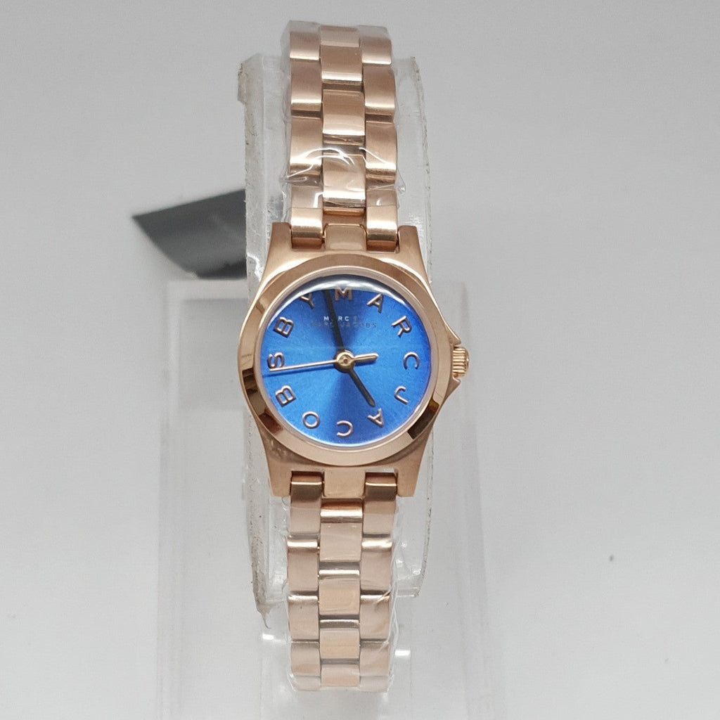 Marc Jacobs Henry Dinky Blue Dial Rose Gold Steel Strap Watch for Women - MBM3204