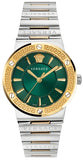 Versace Greca Green Dial Silver Steel Strap Watch for Men - VEVI00420