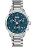 Hugo Boss Dapper Chronograph Blue Dial Silver Steel Strap Watch For Men - 1513927