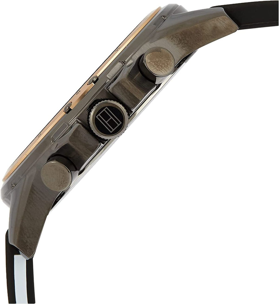 Tommy Hilfiger Mason Black Dial Black Rubber Strap Watch for Men - 1791792