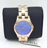 Marc Jacobs Henry Blue Dial Rose Gold Steel Strap Watch for Women - MBM3213