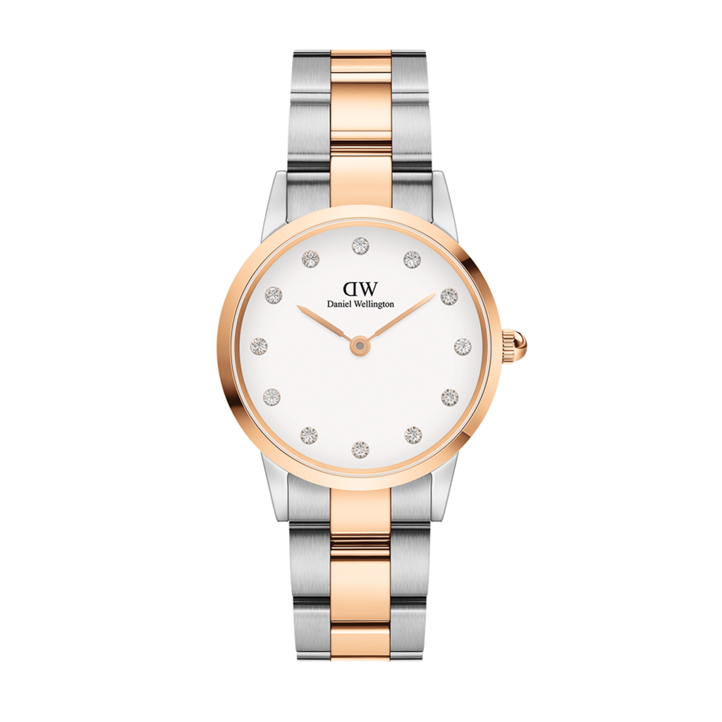 Daniel Wellington Iconic Link White Dial Two Tone Steel Strap Watch For Women - DW00100358