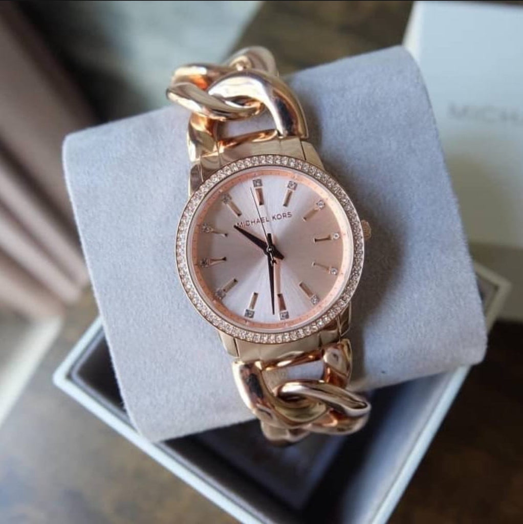 Michael Kors Nini Quartz Crystals Rose Gold Dial Rose Go Watch For Women - MK3236