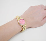 Michael Kors Lexington Quartz Orange Dial Gold Steel Strap Watch For Women - MK3284