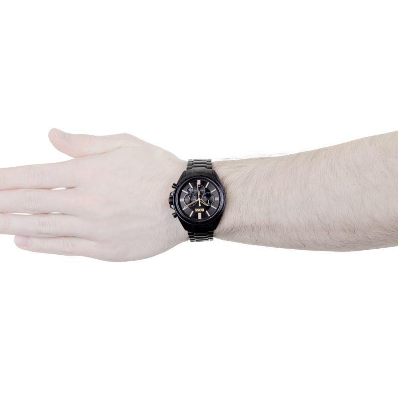 Hugo Boss Driver Black Dial Black Steel Strap Watch for Men - 1513277