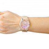 Guess Confetti Pink Dial Rose Gold Steel Strap Watch For Women - W0774L3