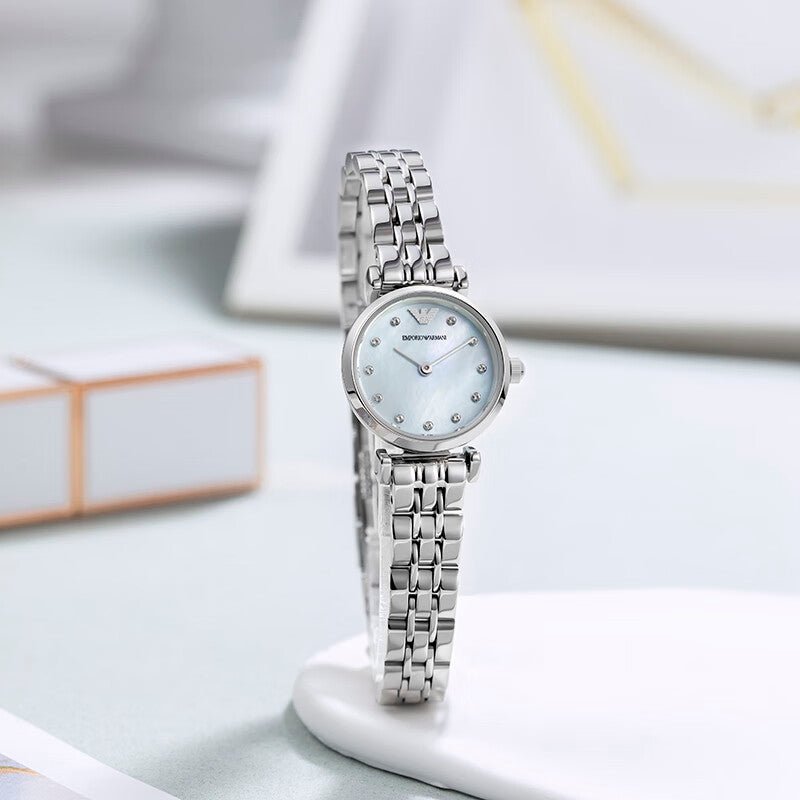 Emporio Armani Gianni Blue Dial Silver Steel Strap Watch For Women - AR1961