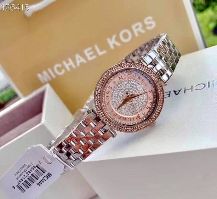 Michael Kors Darci Rose Gold Dial Silver Steel Strap Watch for Women - MK3446