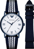 Emporio Armani Kappa Analog White Dial Two Tone Nylon Strap Watch For Men - AR80004