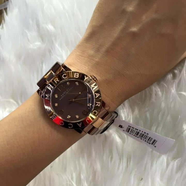 Marc Jacobs Amy Grey Dial Two Tone Steel Strap Watch for Women - MBM3195