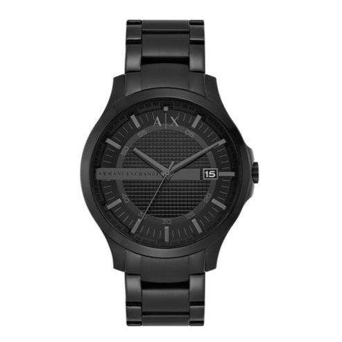 Armani Exchange Hampton Chronograph Black Dial Black Steel Strap Watch For Men - AX2104