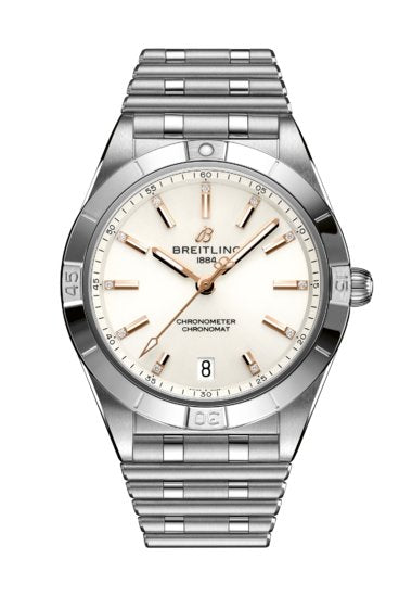 Breitling Chronomat Automatic 36 White Dial Silver Steel Strap Watch for Women - A10380101A2A1