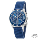 Breitling Superocean Heritage Chronograph 44 Blue Dial Blue Mesh Bracelet Watch for Men - A13313161C1S1