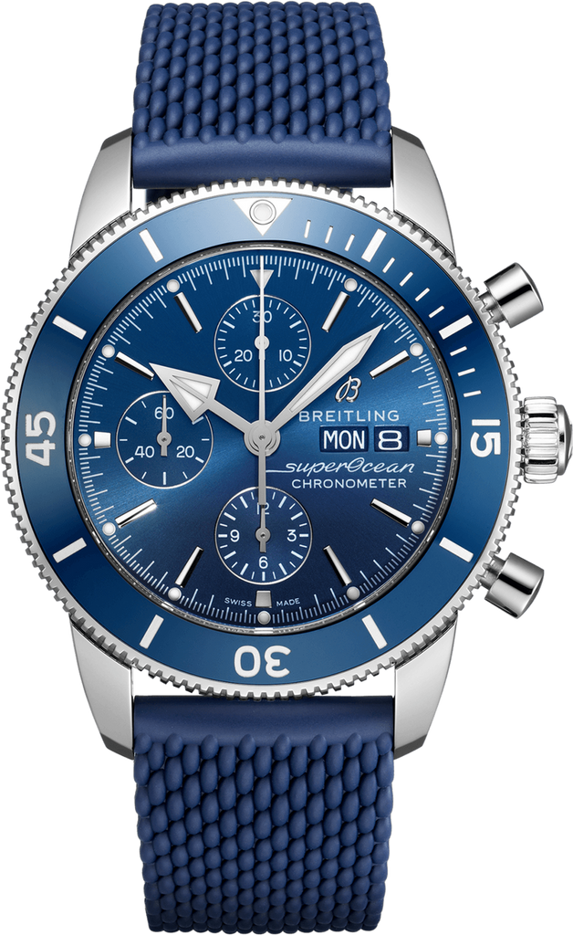 Breitling Superocean Heritage Chronograph 44 Blue Dial Blue Mesh Bracelet Watch for Men - A13313161C1S1