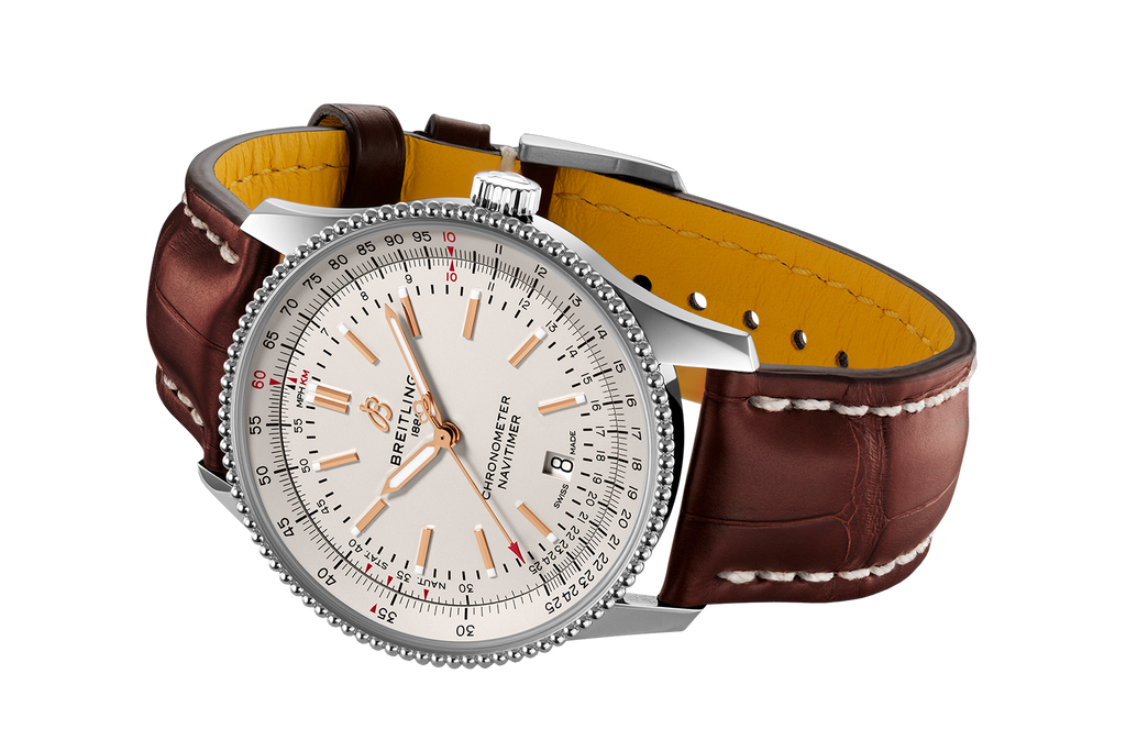 Breitling Navitimer Automatic 41 White Dial Brown Leather Strap Watch for Men - A17326211G1P2