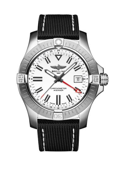 Breitling Avenger Automatic GMT 43 White Dial Black Nylon Strap Watch for Men - A32397101A1X1