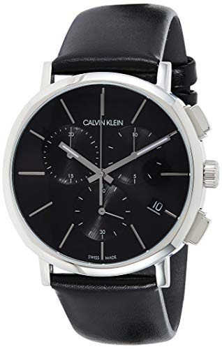 Calvin Klein Posh Black Dial Black Leather Strap Watch for Men - K8Q371C1