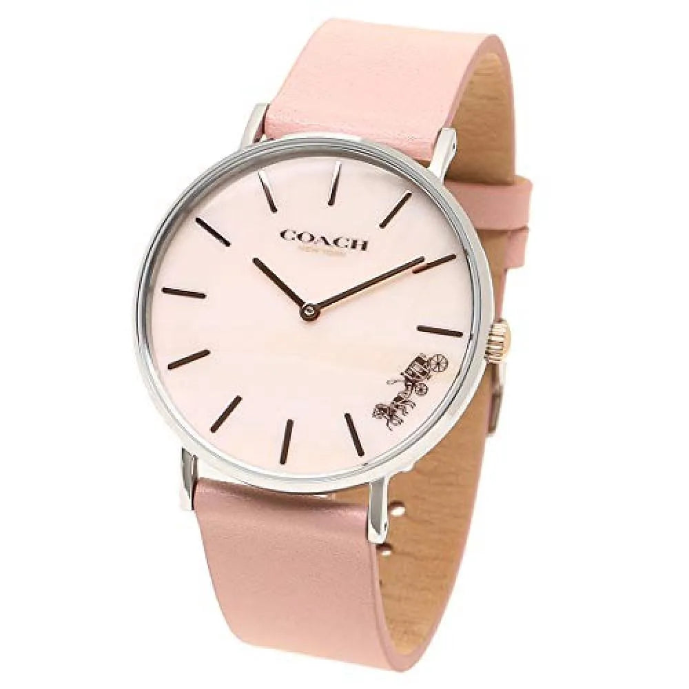 Coach Perry Mother of Pearl Pink Dial Pink Leather Strap Watch for Women - 14503244
