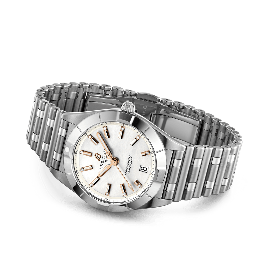 Breitling Chronomat 32 Mother of Pearl Dial Silver Steel Strap Watch for Women - A77310101A4A1